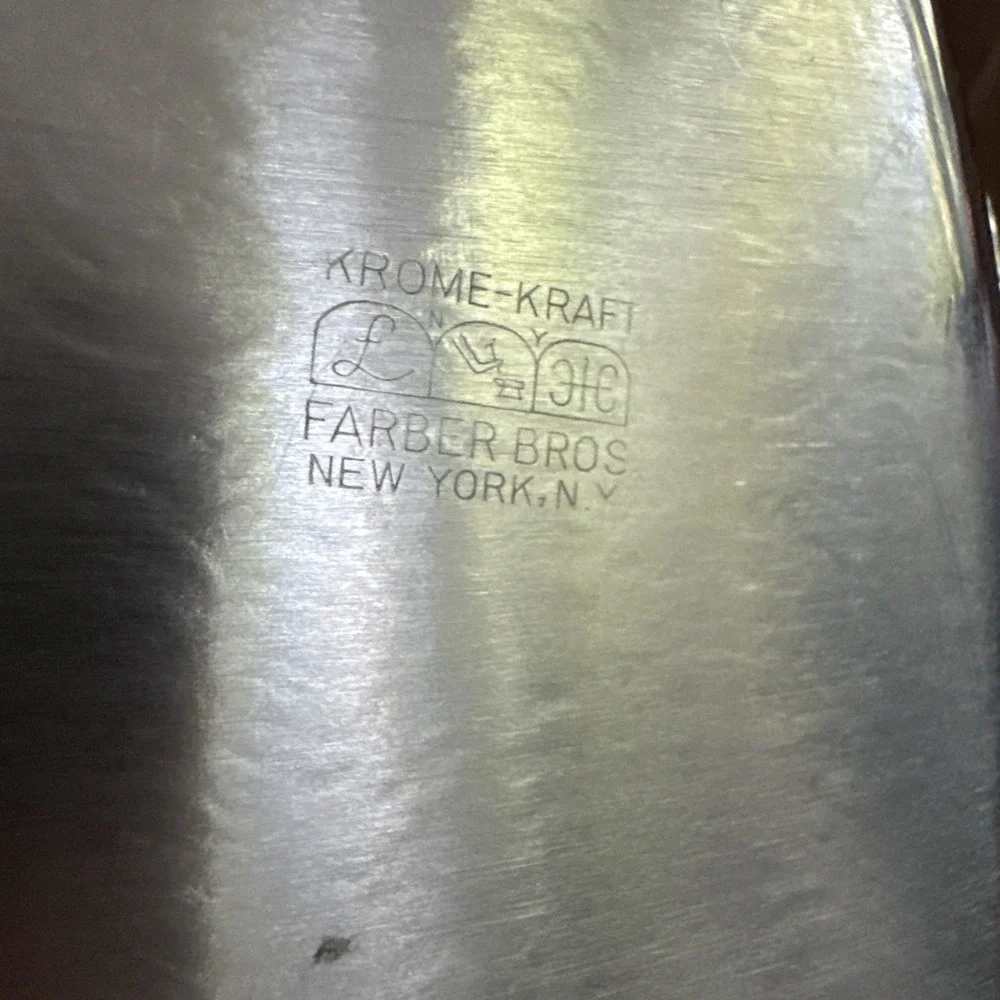 Krome Kraft Farber Brothers New York Oval Platter Etched With Cut Out Design 12
